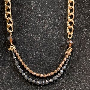 Chico’s Gold chain with black and bronze beads Necklace